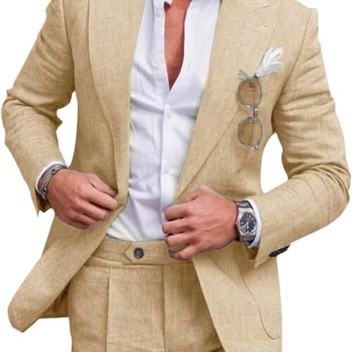 Lightweight Linen Two-Piece Vacation Suit (Peak Lapel)
