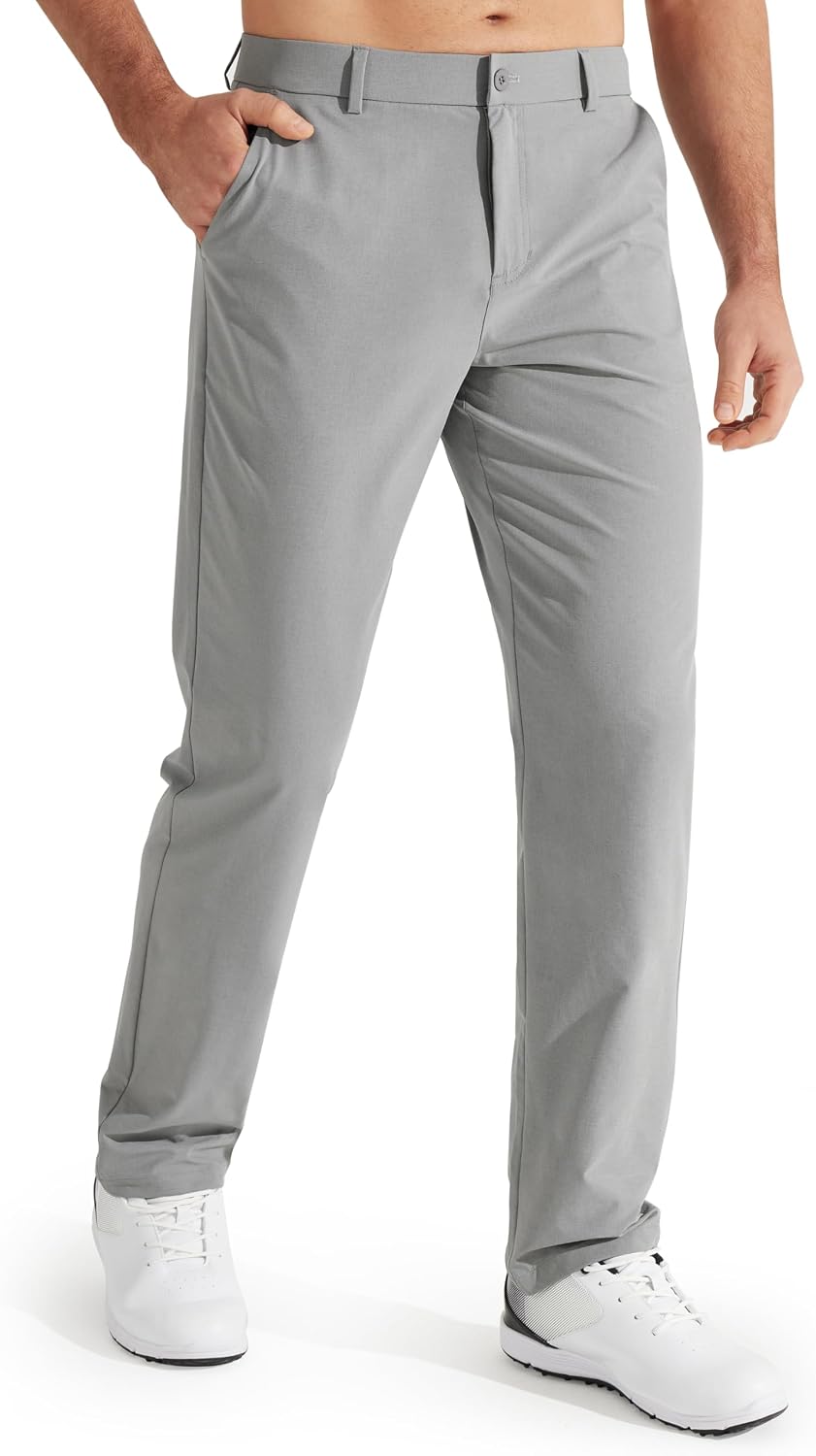 Men's golf pants, stretch, quick dry, lightweight, with pockets.