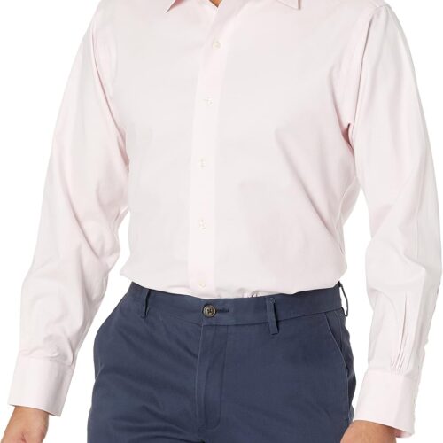 Non-Iron Stretch Twill Solid Dress Shirt Spread Collar