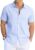 Striped Cotton Short Sleeve Casual Button Down Shirt